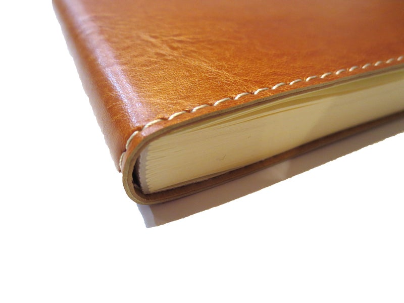Fiorentina - Soft Cover Italian Leather Guest Book with Guests Embossed on Cover - Tan - Image 4